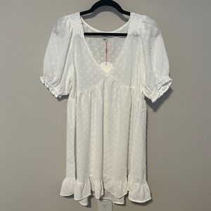 NWT V-Neck White Dotted Cover Up Dress FROM Magnolia Boutique